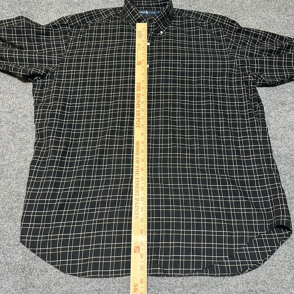 Ralph Lauren Mens Blake Button Down Shirt Black Tan Grid Check Long Sleeve Large - Picture 5 of 5